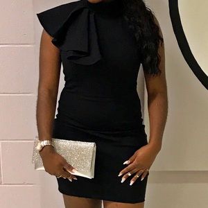 Sexy Black Dress With one ruffle